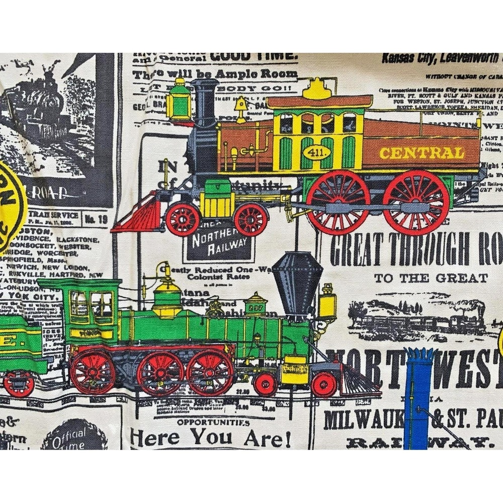 Vintage Steam Engine Trains Transportation Advertising Lined Curtains 80x45" (B)